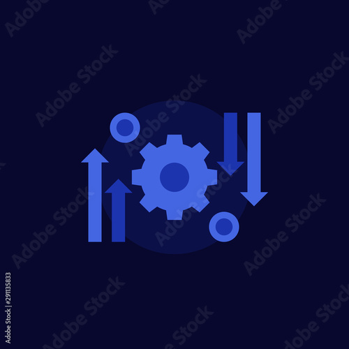 automation and optimization process, vector icon on dark