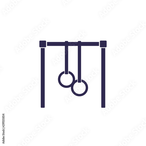Bar with gymnastics rings icon on white