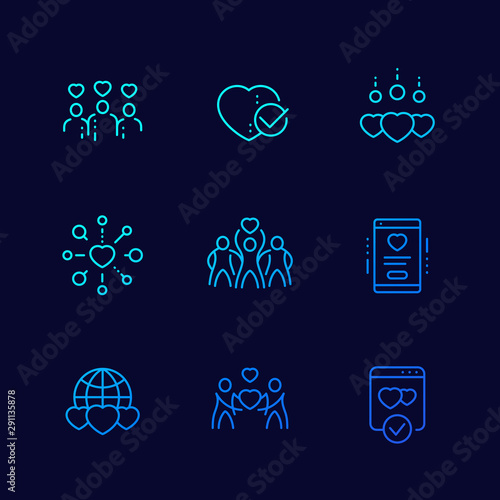 charity, donations vector linear icons