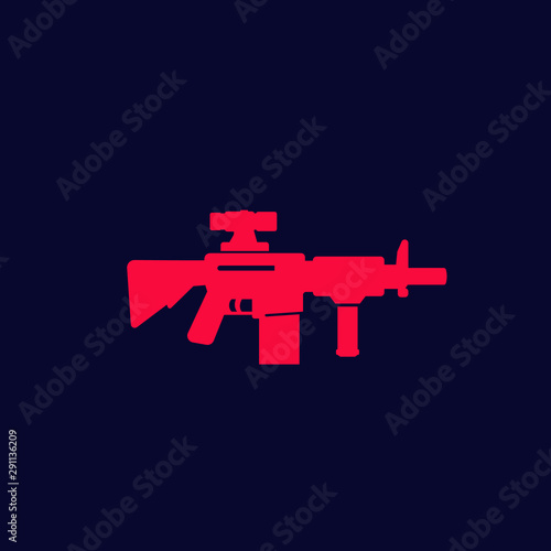 assault rifle with optical sight, gun vector icon