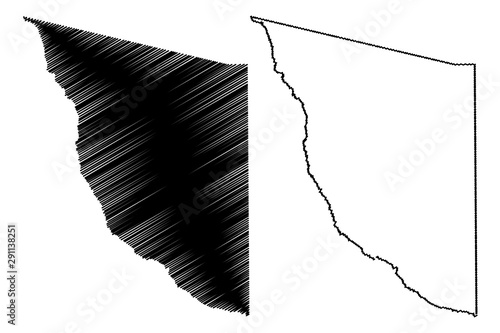 Presidio County, Texas (Counties in Texas, United States of America,USA, U.S., US) map vector illustration, scribble sketch Presidio map