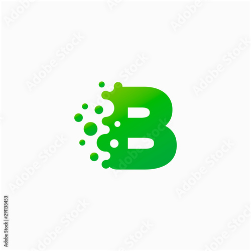 Letter B Design with dot shape. molecule and Lab Logo Design Element. perfect for technology,software, network and science brand. - vector © gemilang