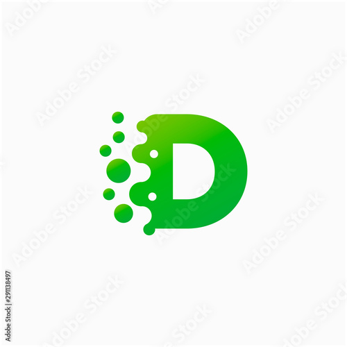 Letter D Design with dot shape. molecule and Lab Logo Design Element. perfect for technology,software, network and science brand. - vector