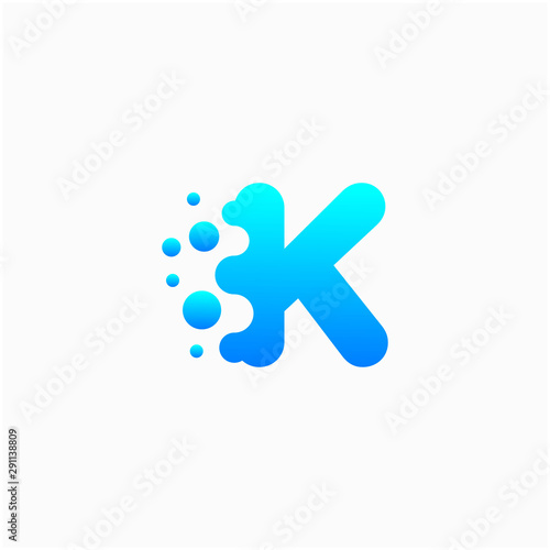 Letter K Design with dot shape. molecule and Lab Logo Design Element. perfect for technology,software, network and science brand. - vector