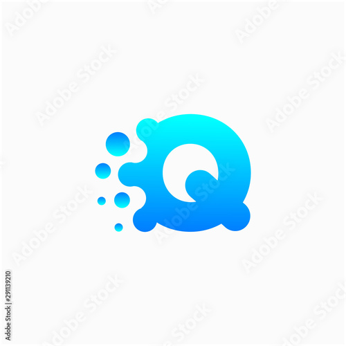 Fototapeta Naklejka Na Ścianę i Meble -  Letter Q Design with dot shape. molecule and Lab Logo Design Element. perfect for technology,software, network and science brand. - vector