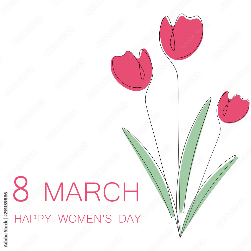Woman day background, 8 march flower card vector illustration