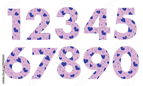 Arabic numerals with hearts.