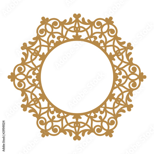 Vintage Round Frame with Gold Border Pattern Stock Vector - Illustration of  cutout, decor: 185803443