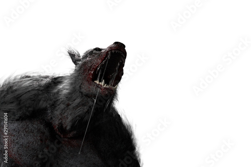 Photography werewolf on white background 3D render