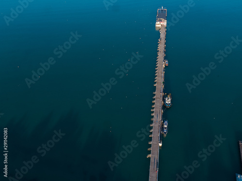 Pier on the sea coast, aerial view