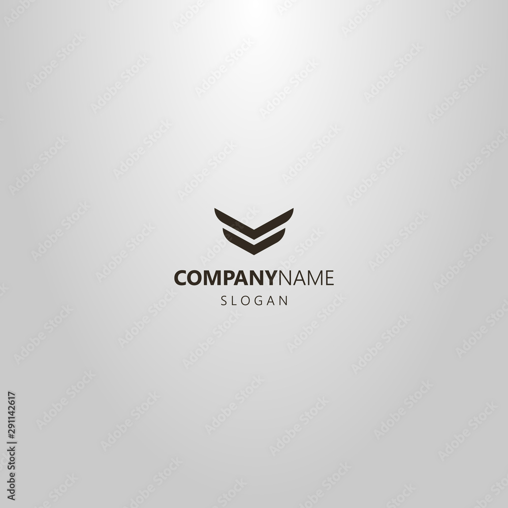 black and white simple flat art vector abstract logo of two stripes in the form of wings black and white simple flat art vector abstract logo of two stripes in the form of wings