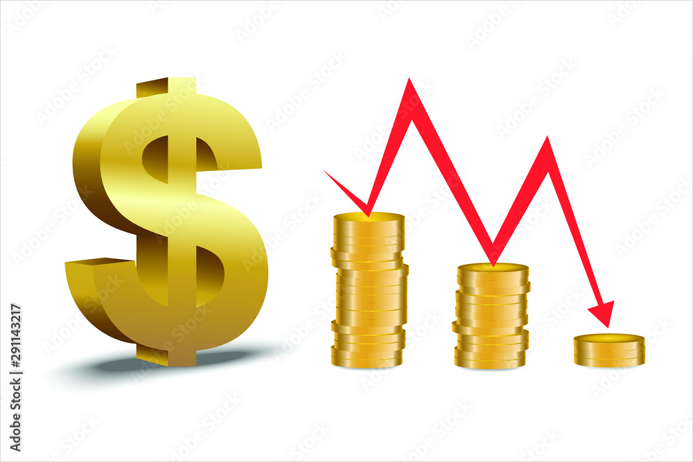 The Dollar decline - Illustration, vector. The Dollar decline - Illustration, vector.