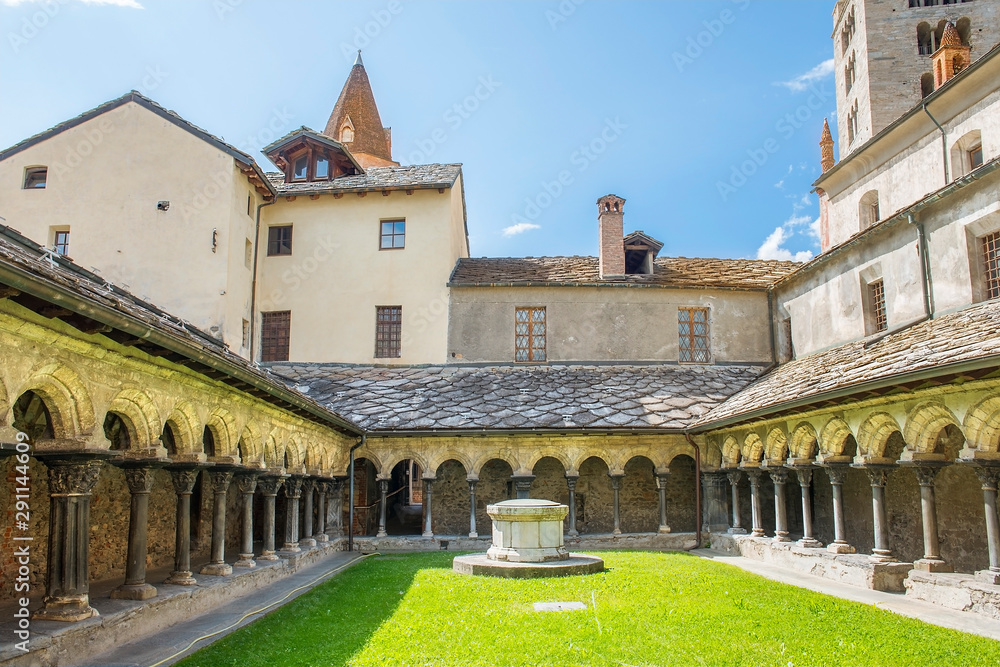 cloister of collegiate church in Aosta, northern Italy, dedicated to Saint Ursus of Aosta