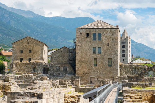 remains of the ancient roman theatre of Aosta, Italy