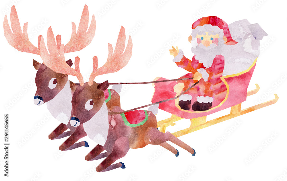 ソリに乗るサンタ・走る