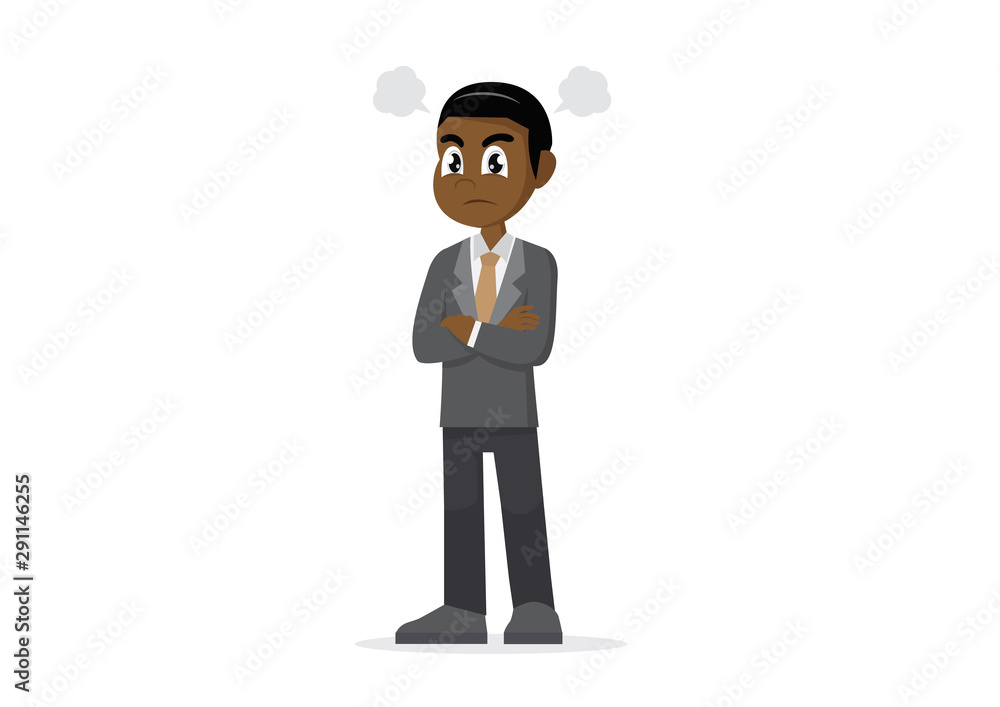 Cartoon character, African Angry businessman. Cartoon character, African Angry businessman.