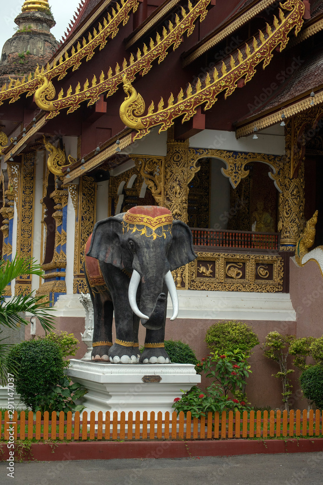 Elephant statue, Wat Saen Muang Ma Luang, Chiang Mai, Thailand