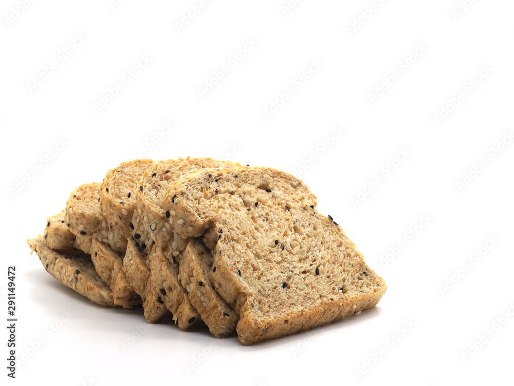 Multi grains whole wheat sliced isolated on white background. Multi grains whole wheat sliced isolated on white background.