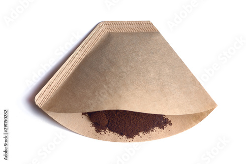 coffee filter filled with ground coffee