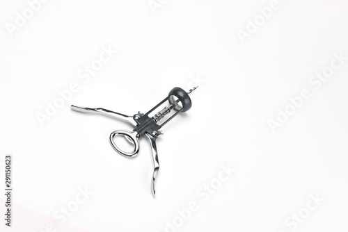 Corkscrew for uncorking wine bottles isolated on white background