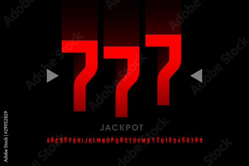 Slot machine style font, alphabet letters and numbers