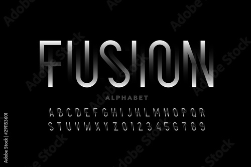 Modern style font, alphabet letters and numbers
