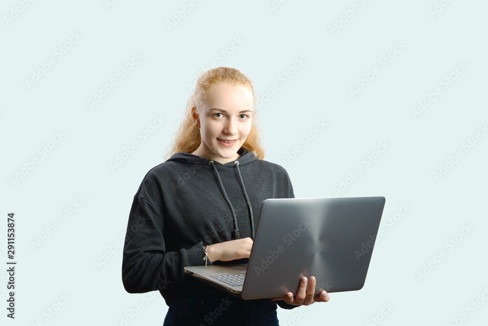 portrait happy young woman isolated portrait happy young woman isolated