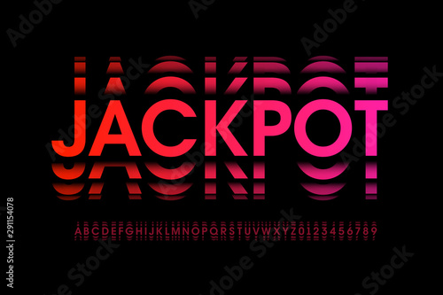 Gambling roulette style font design, alphabet letters and numbers