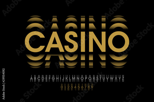 Gambling roulette style font design, alphabet letters and numbers