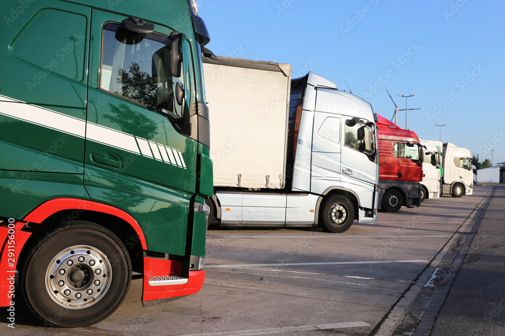 Lorries on the motorway stop