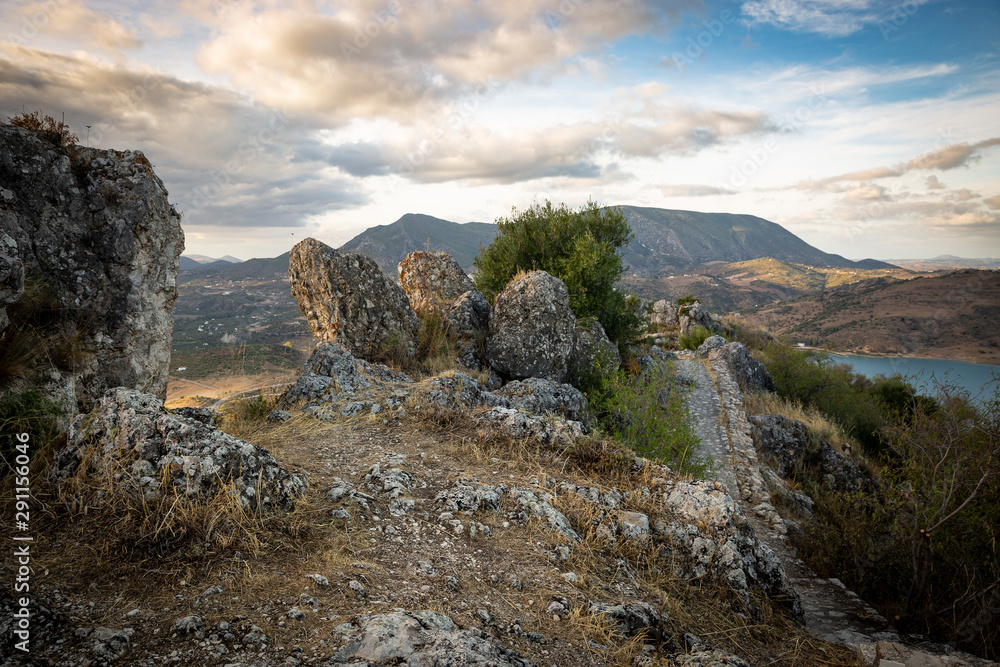boulders close to the Castle at Zahara de la Sierra, province of Cadiz, Andalusia, Spain