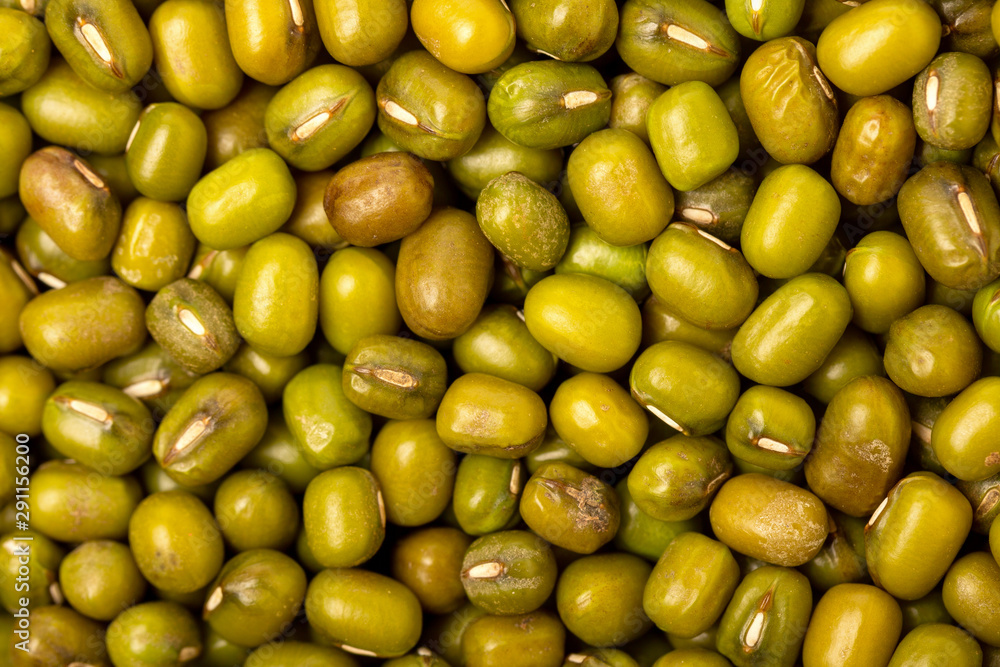 Macro image of green mung beans as natural food background. Macro image of green mung beans as natural food background.
