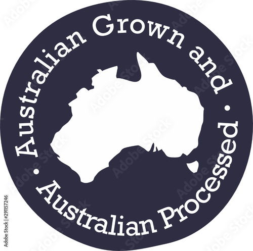 Australian Grown and Australian Processed Icon Map Stamp Label
