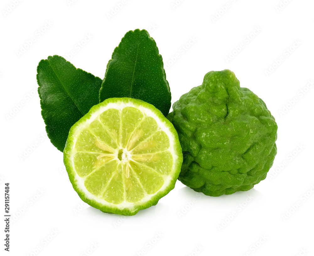 fresh bergamot fruit with leaf isolated on white background fresh bergamot fruit with leaf isolated on white background