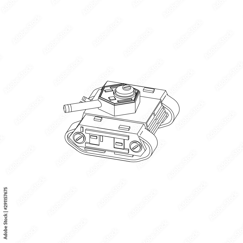 Isometric Sci Fi Tank Isolated line art images for coloring book or sketch references Isometric Sci Fi Tank Isolated line art images for coloring book or sketch references