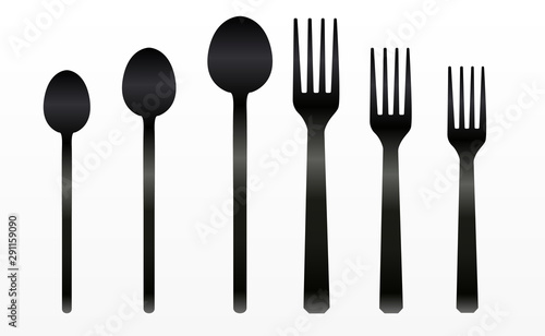 Set of forks and spoons. Vector illustration. Cutlery.