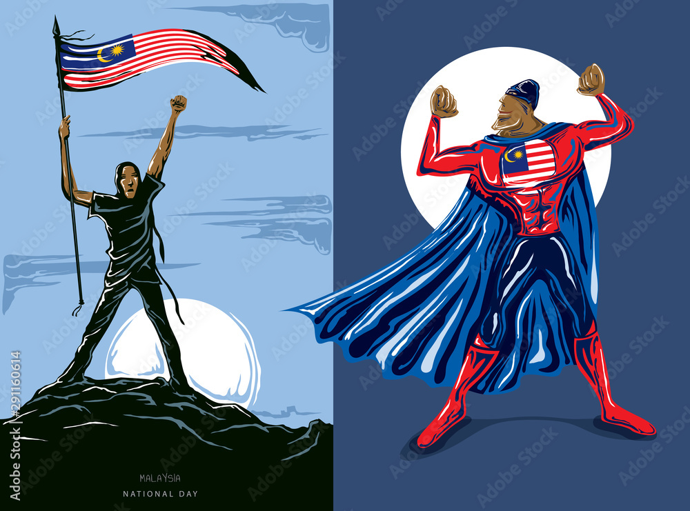 Super Hero With Malaysia Flag, Malaysian Flag And Color --Vector Art ...