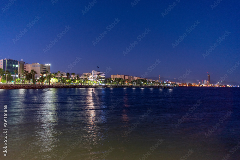 Limassol Molos seaside Night View from the Sea