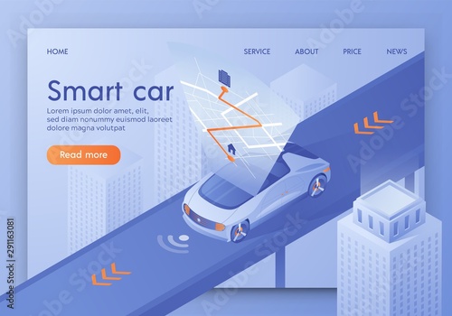 Foto Car Rout Projection on Interactive Map, Gps App