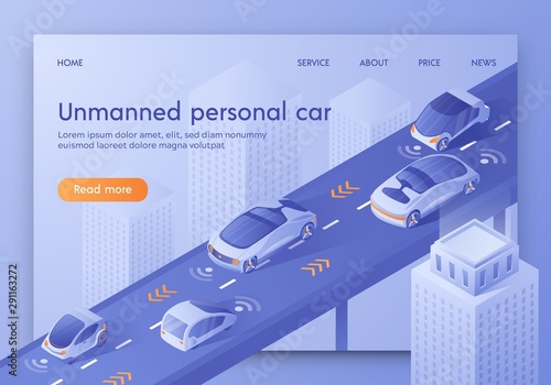 Unmanned Personal Car Banner. Future Technology