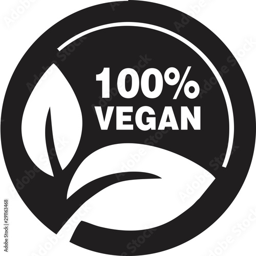 100% Vegan Circle Badge Symbol