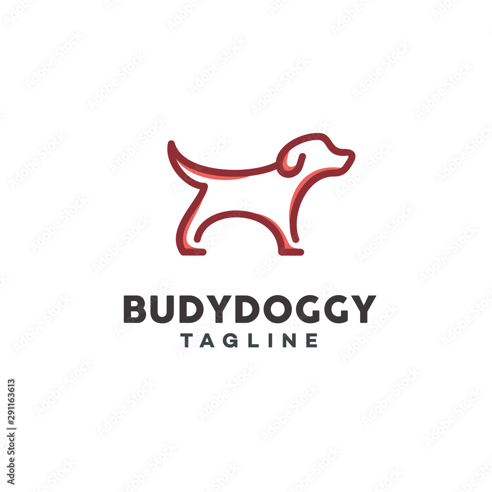Dog Logo And Icon Design Vector With Line Style