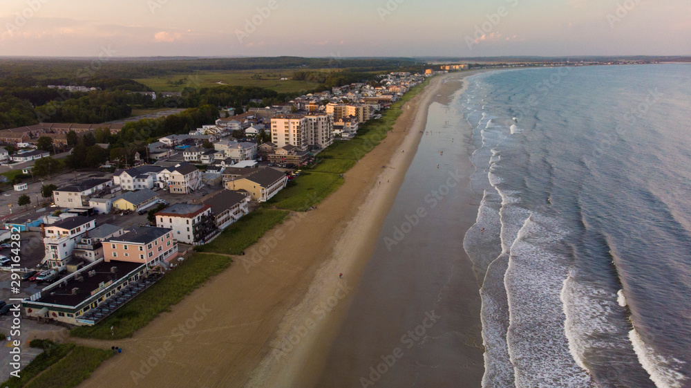 old orchard beach sunset, aerial view