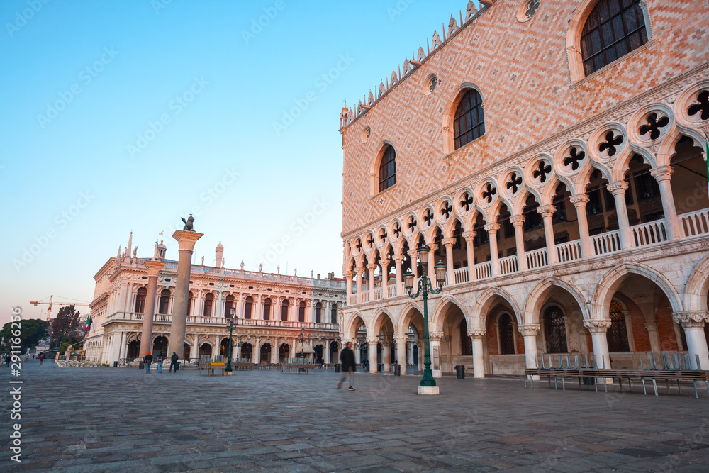 famous gothic facade of the Doge's Palace in Venice.