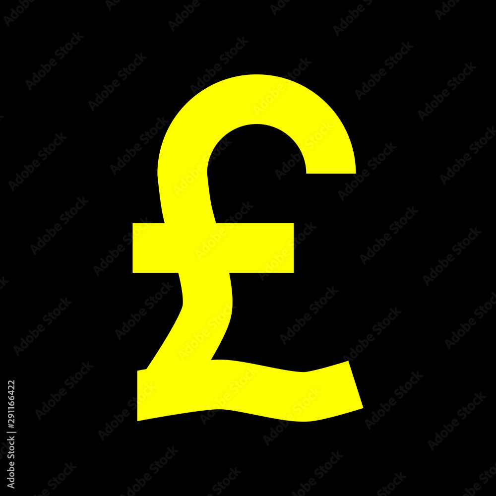 Pound currency sign symbol - yellow simple, isolated - vector Pound currency sign symbol - yellow simple, isolated - vector