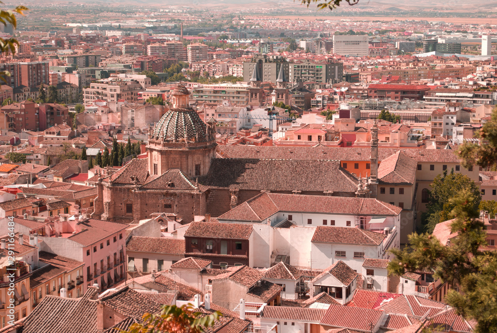 top view of the beautiful Granada, in Andalusia, Spain