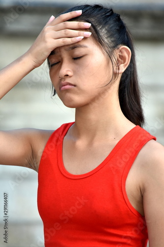 Young Asian Teen Girl And Stress