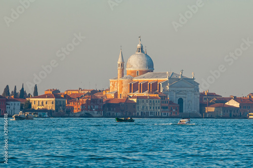 The view of Santissimo Redentore church on Giudecca island in Venice, Italy.