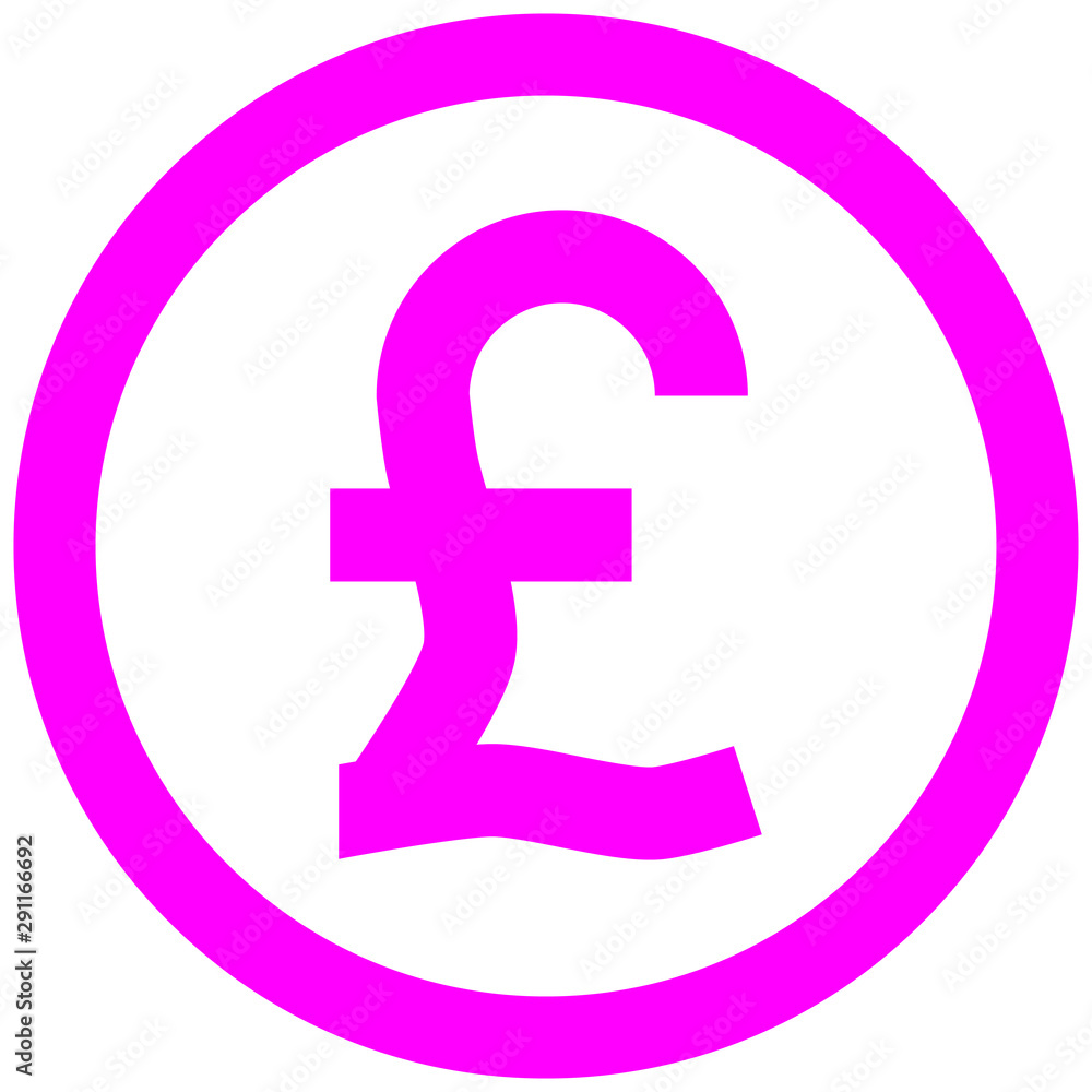 Pound currency sign symbol - purple-pink simple inside of circle, isolated - vector Pound currency sign symbol - purple-pink simple inside of circle, isolated - vector