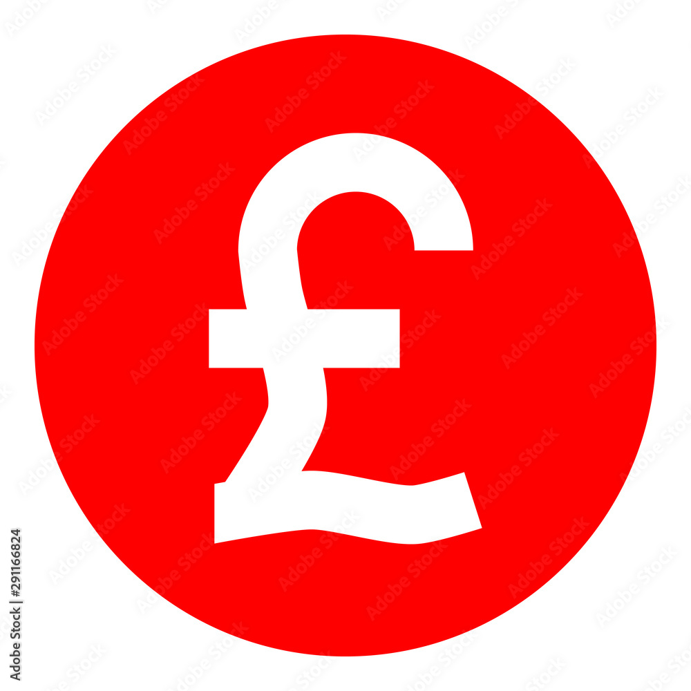 Pound currency sign symbol - red simple inside of circle, isolated - vector Pound currency sign symbol - red simple inside of circle, isolated - vector